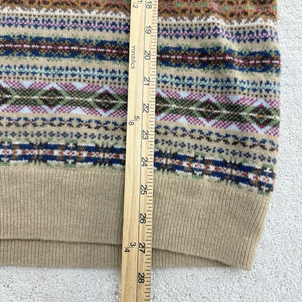 J.Crew Men's 100% Lambswool Nordic Sweater Crewneck Brown Ash Fair Isle Size XL - Picture 9 of 12